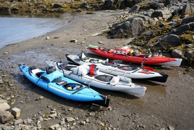 Bird's eye view of a fleet of Neris Smart PRO kayaks