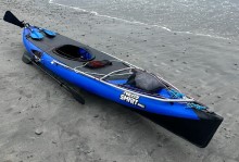 Kayak sailing - Neris Genaker downwind fleximast sail rig in stowed position